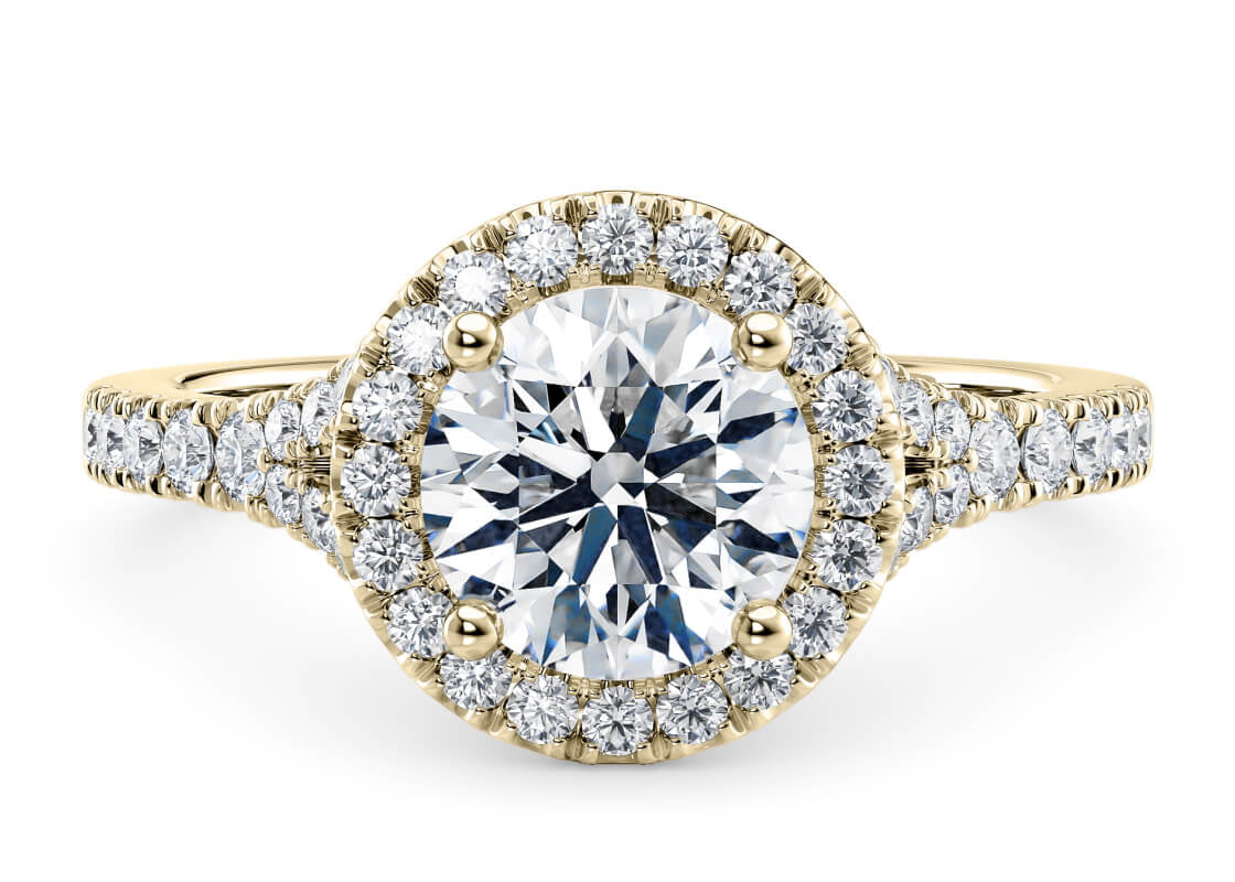 Battersea Halo Yellow Gold 18k Round Engagement Ring