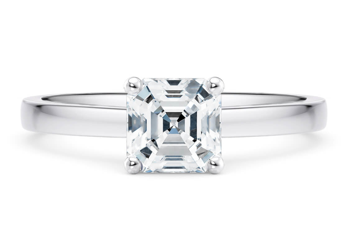 1477 Classic Solitaire Platinum Asscher Engagement Ring