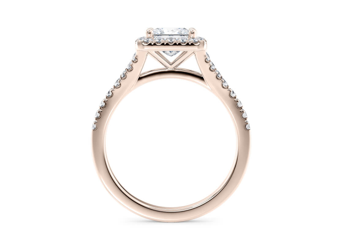 Battersea Halo Rose Gold 18k Princess Engagement Ring