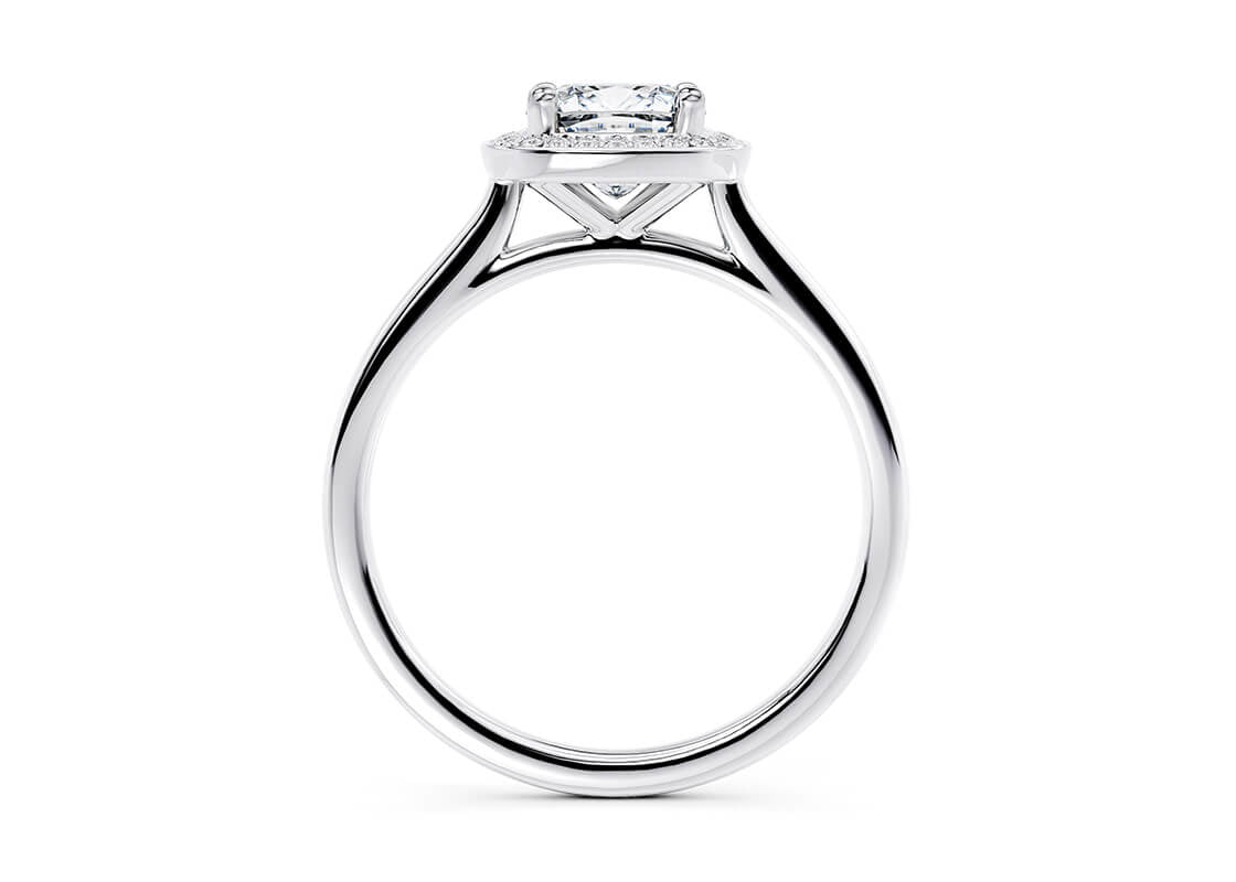 Minerva Halo Platinum Cushion Engagement Ring