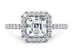 Isabella Halo Platinum Asscher Engagement Ring