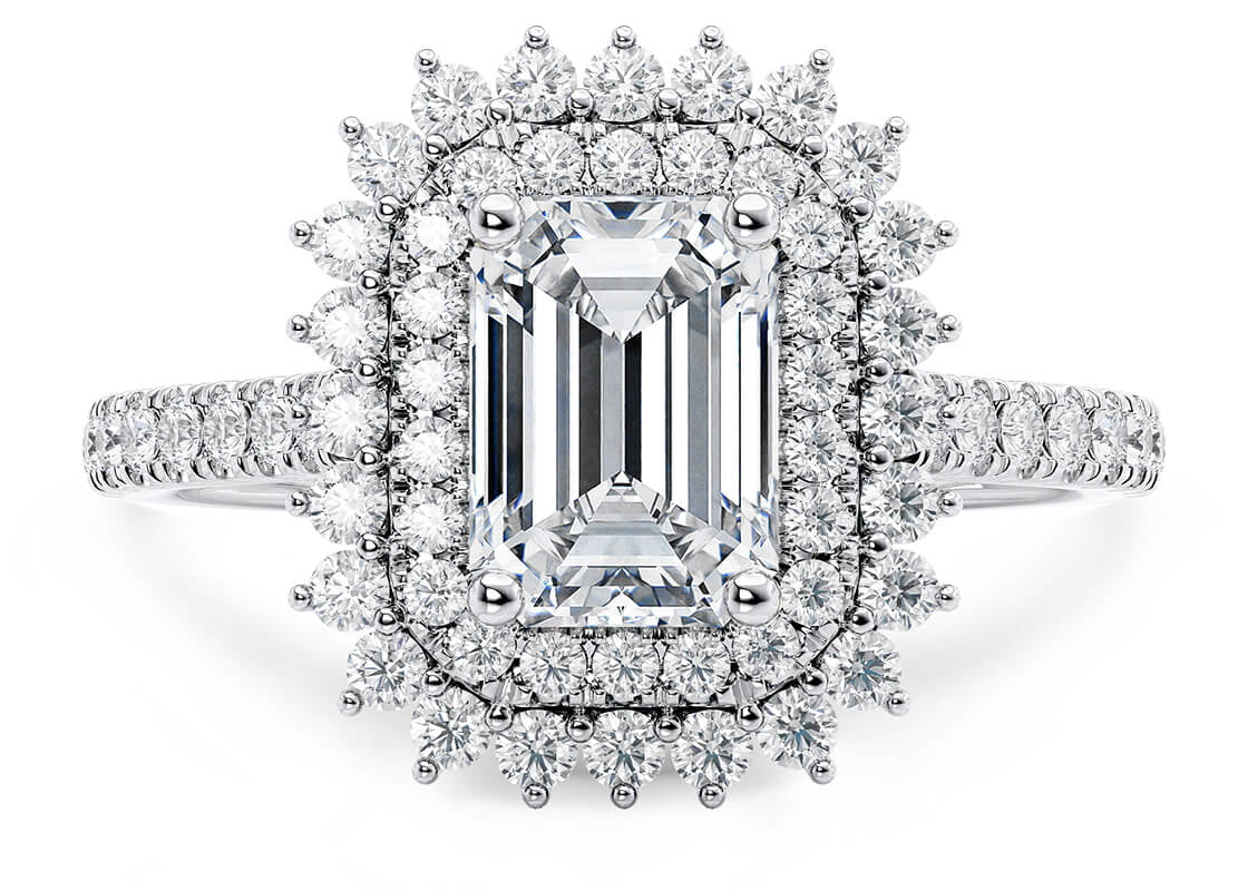 Berkeley Halo Platinum Emerald Engagement Ring