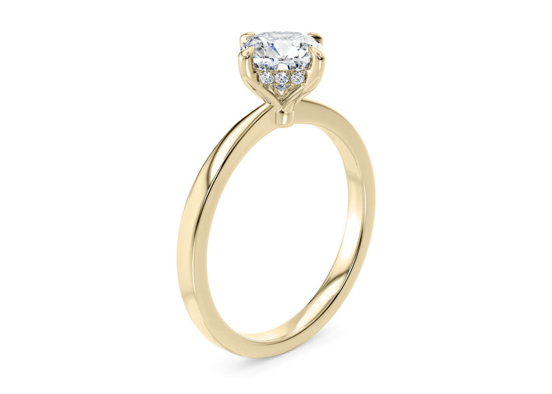 Starlight Compass Solitaire Yellow Gold 18k Cushion Engagement Ring