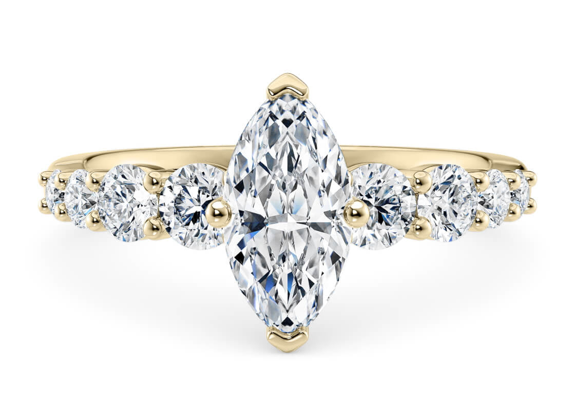 Lyra Diamond Band Yellow Gold 18k Marquise Engagement Ring