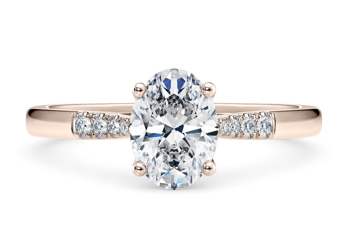 Thea Diamond Band Rose Gold 18k Oval Engagement Ring