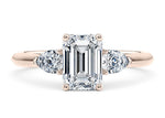 Florence Trilogy Rose Gold 18k Emerald Engagement Ring