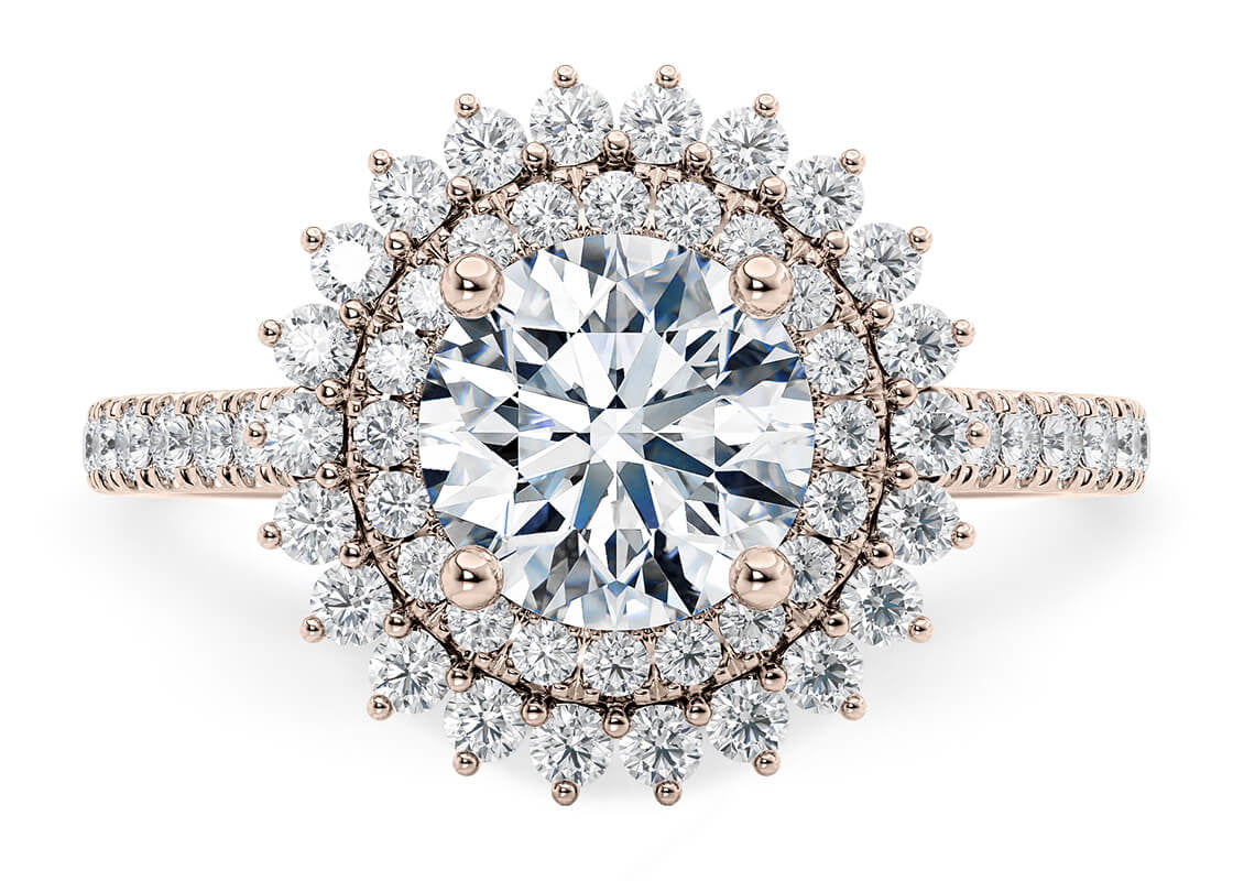 Berkeley Halo Rose Gold 18k Round Engagement Ring