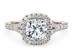 Battersea Halo Rose Gold 18k Cushion Engagement Ring