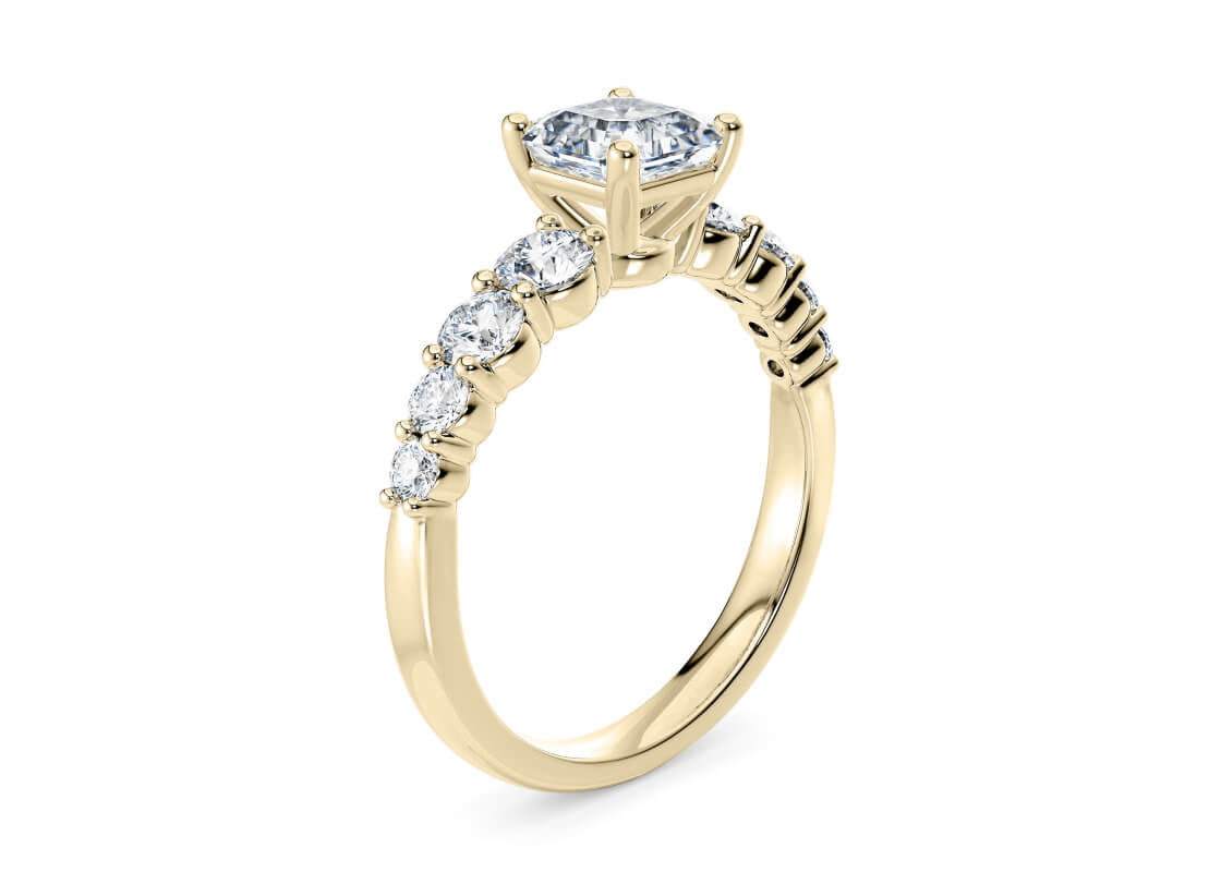 Lyra Diamond Band Yellow Gold 18k Asscher Engagement Ring