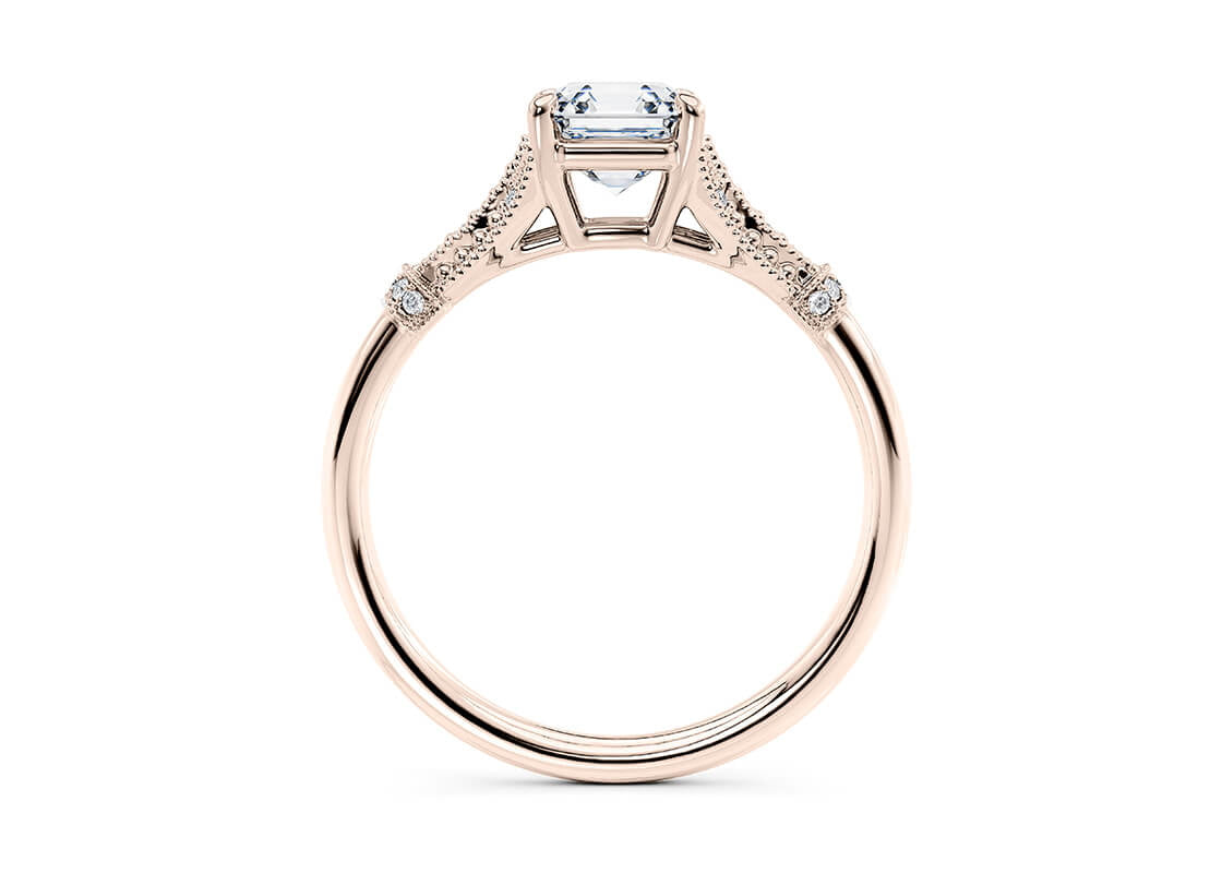 Jasmine Vintage Rose Gold 18k Asscher Engagement Ring