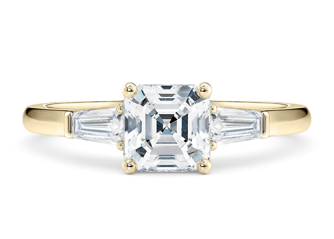 Alexandria Trilogy Yellow Gold 18k Asscher Engagement Ring