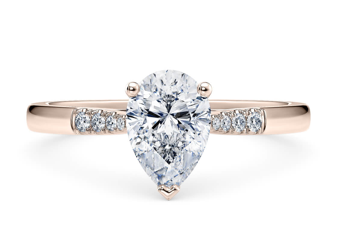 Thea Diamond Band Rose Gold 18k Pear Engagement Ring