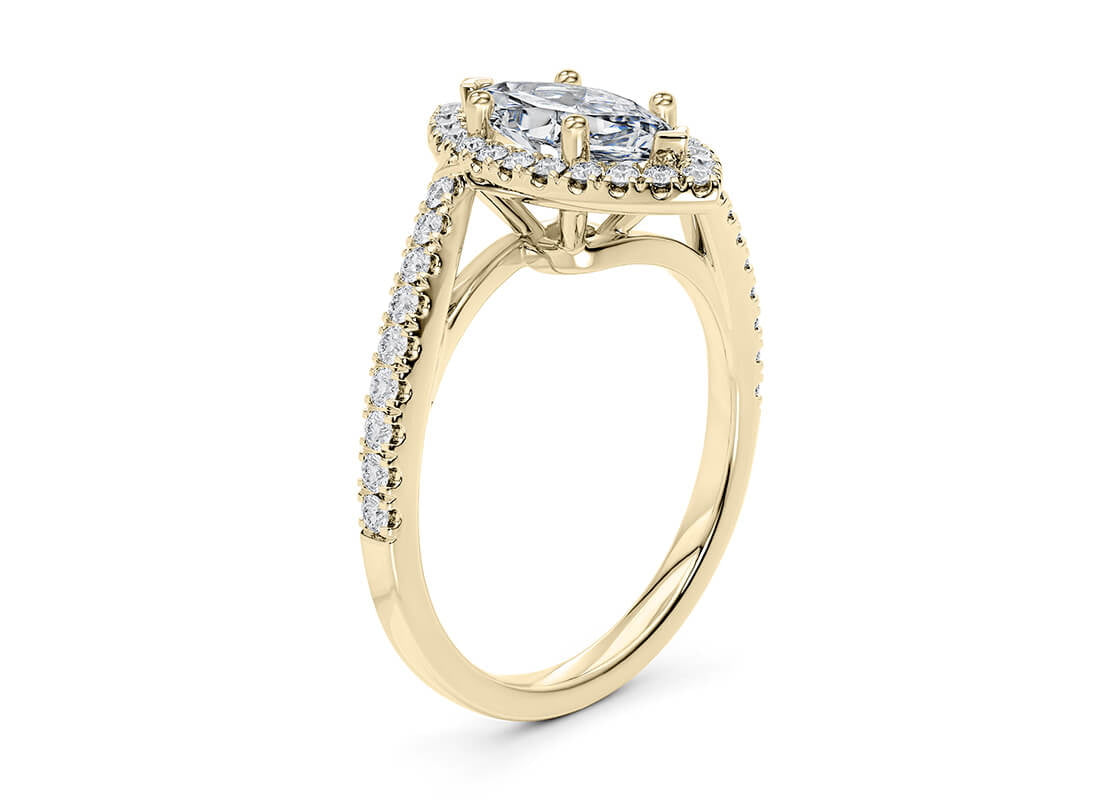 Kew Halo Yellow Gold 18k Marquise Engagement Ring