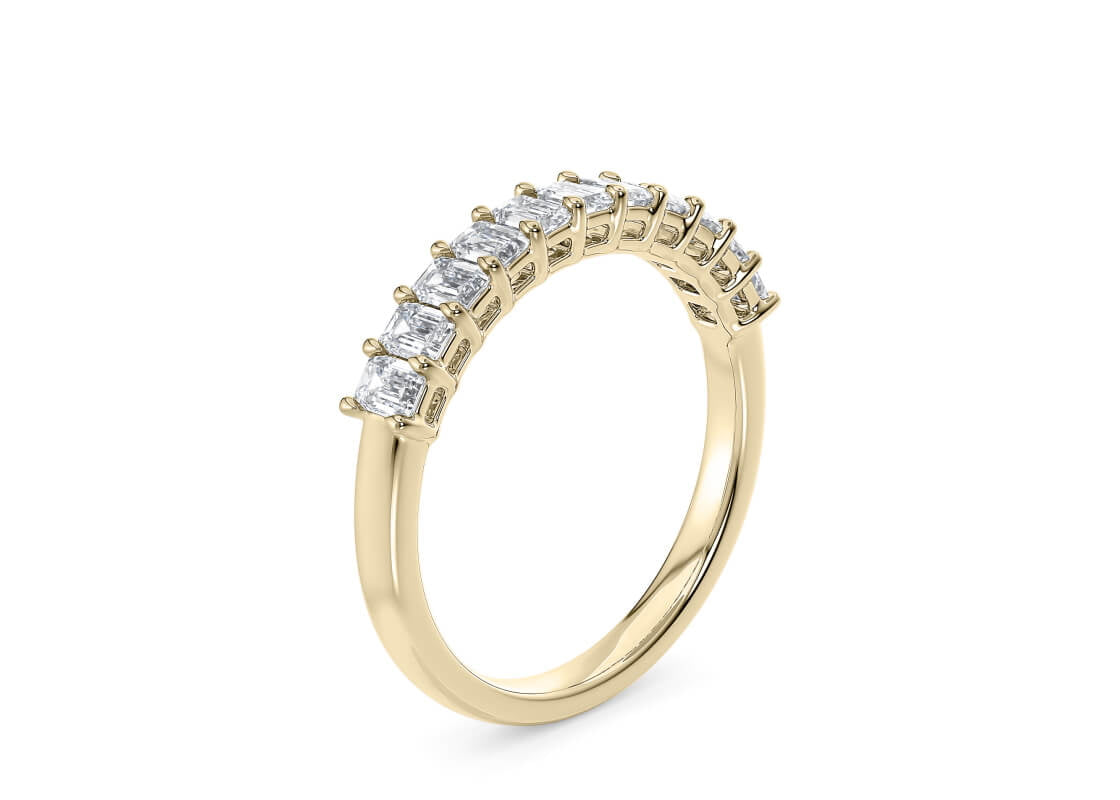 Regent Emerald Half Set Yellow Gold 18k Natural Eternity Ring
