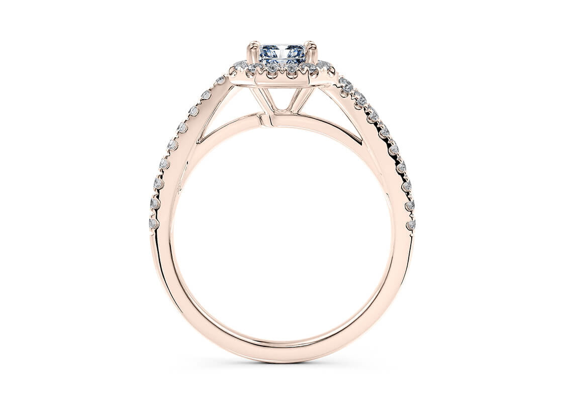 Kew Halo Rose Gold 18k Radiant Engagement Ring