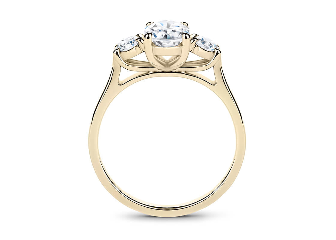 Roma Trilogy Yellow Gold 18k Oval Engagement Ring