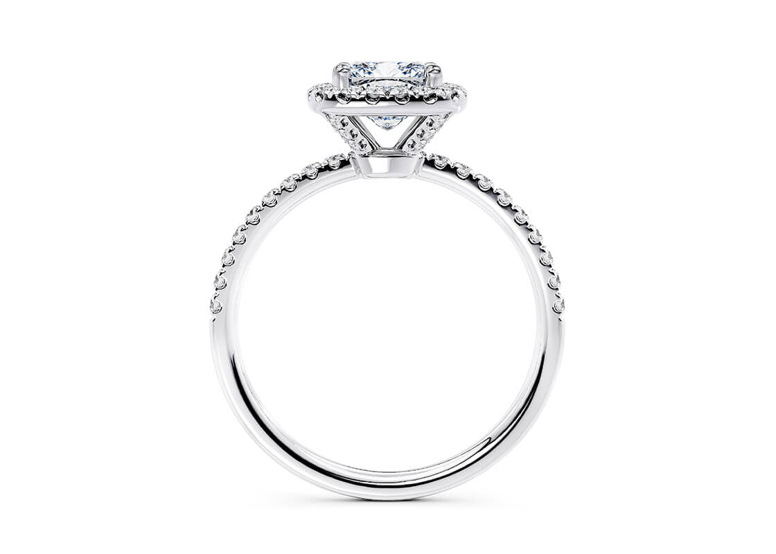 Isabella Halo Platinum Cushion Engagement Ring