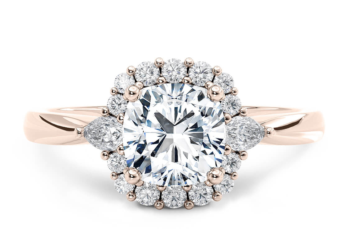 Hampstead Halo Rose Gold 18k Cushion Engagement Ring