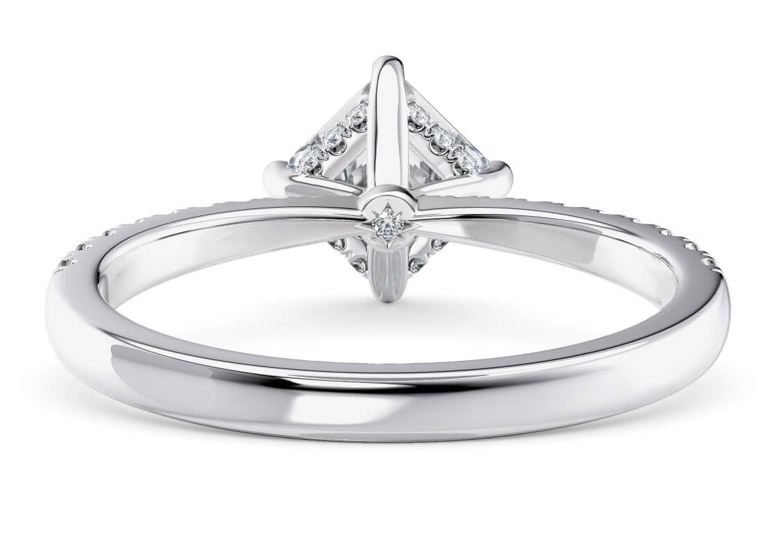 Asteria Compass Diamond Band Platinum Asscher Engagement Ring