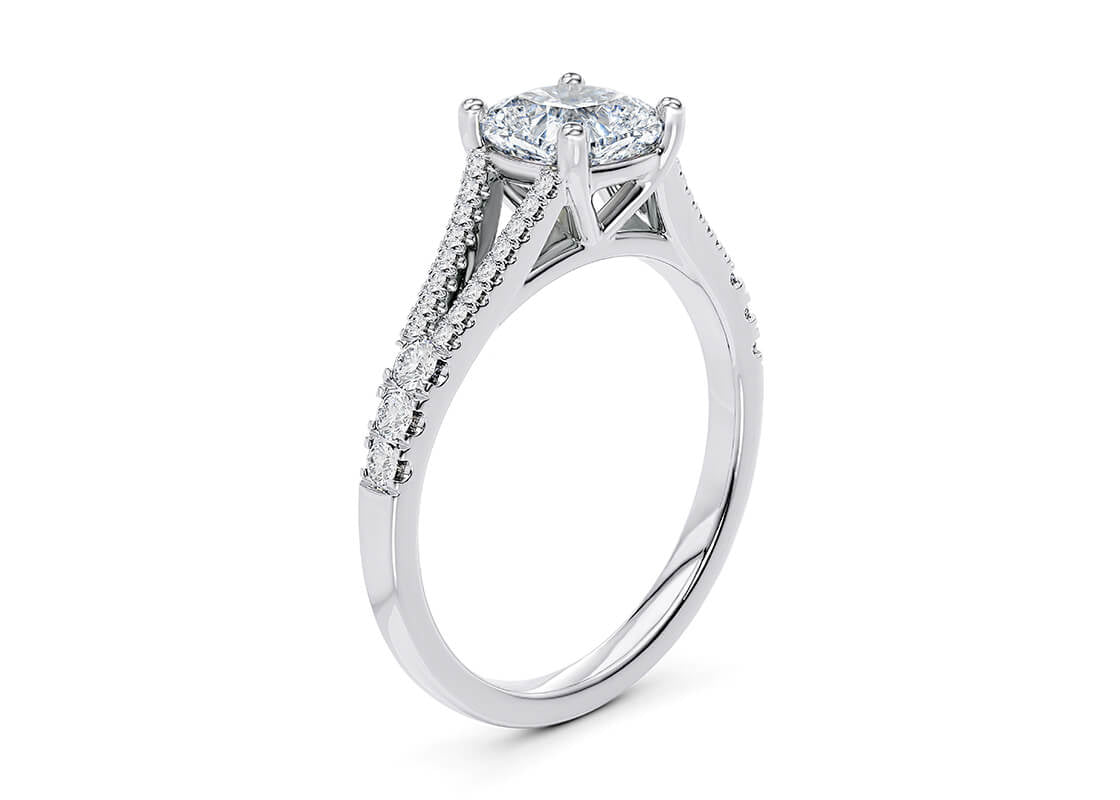Oxford Diamond Band Platinum Cushion Engagement Ring