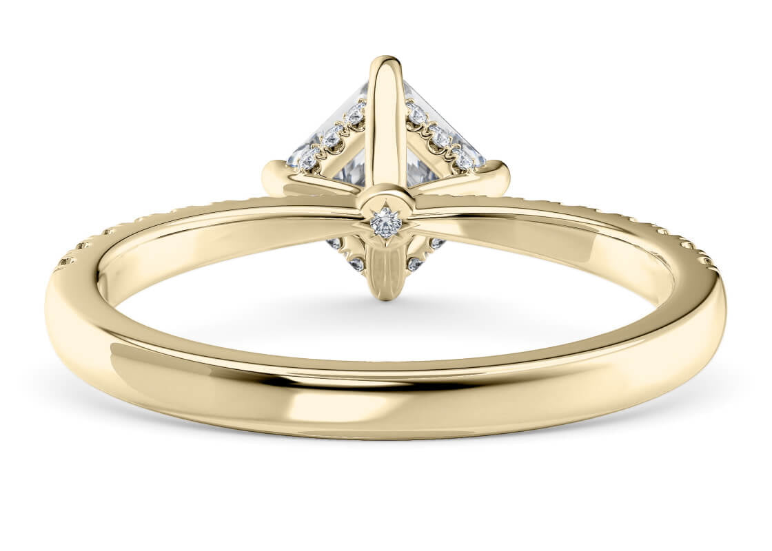Asteria Compass Diamond Band Yellow Gold 18k Asscher Engagement Ring