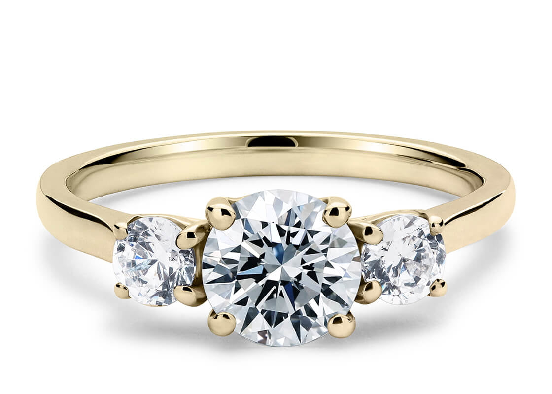 Roma Trilogy Yellow Gold 18k Round Engagement Ring