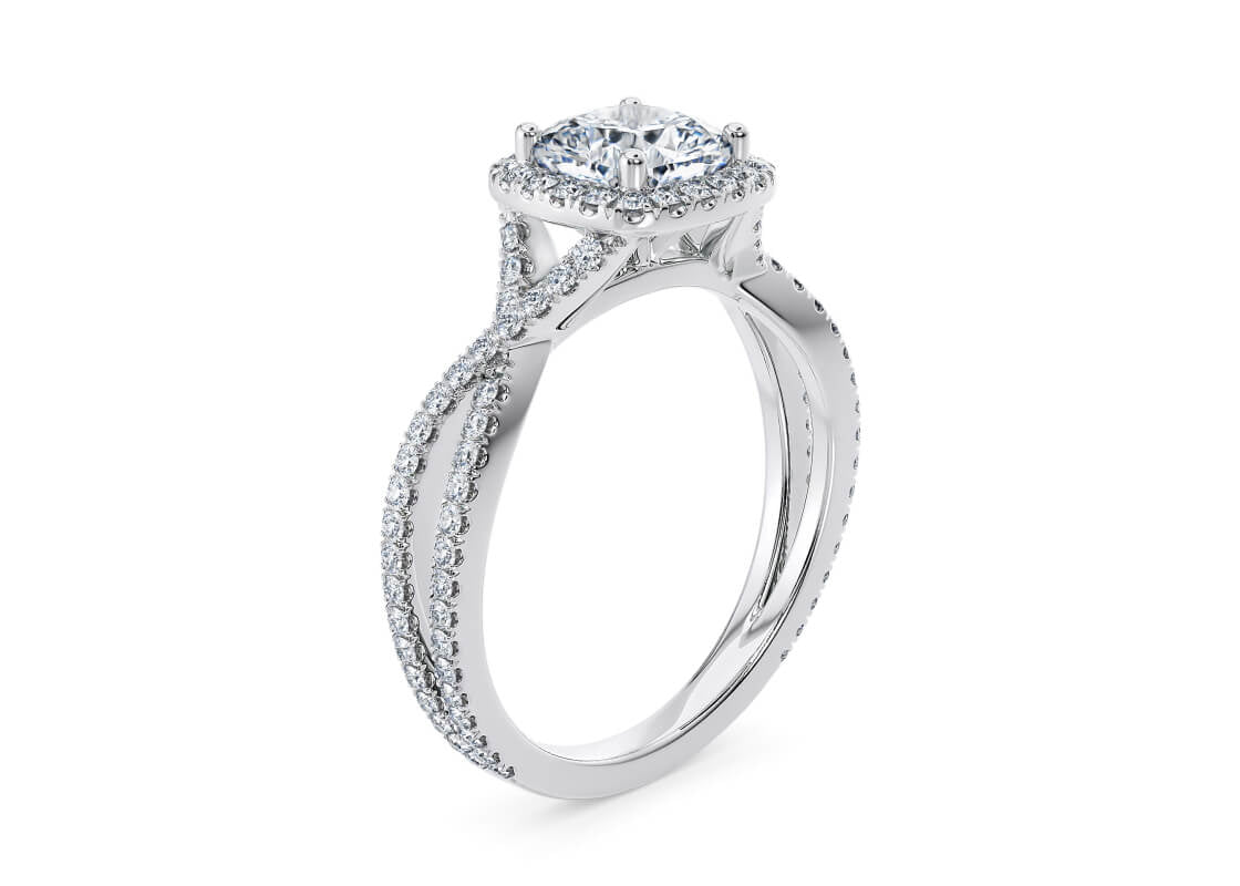 Bellatrix Halo Platinum Cushion Engagement Ring