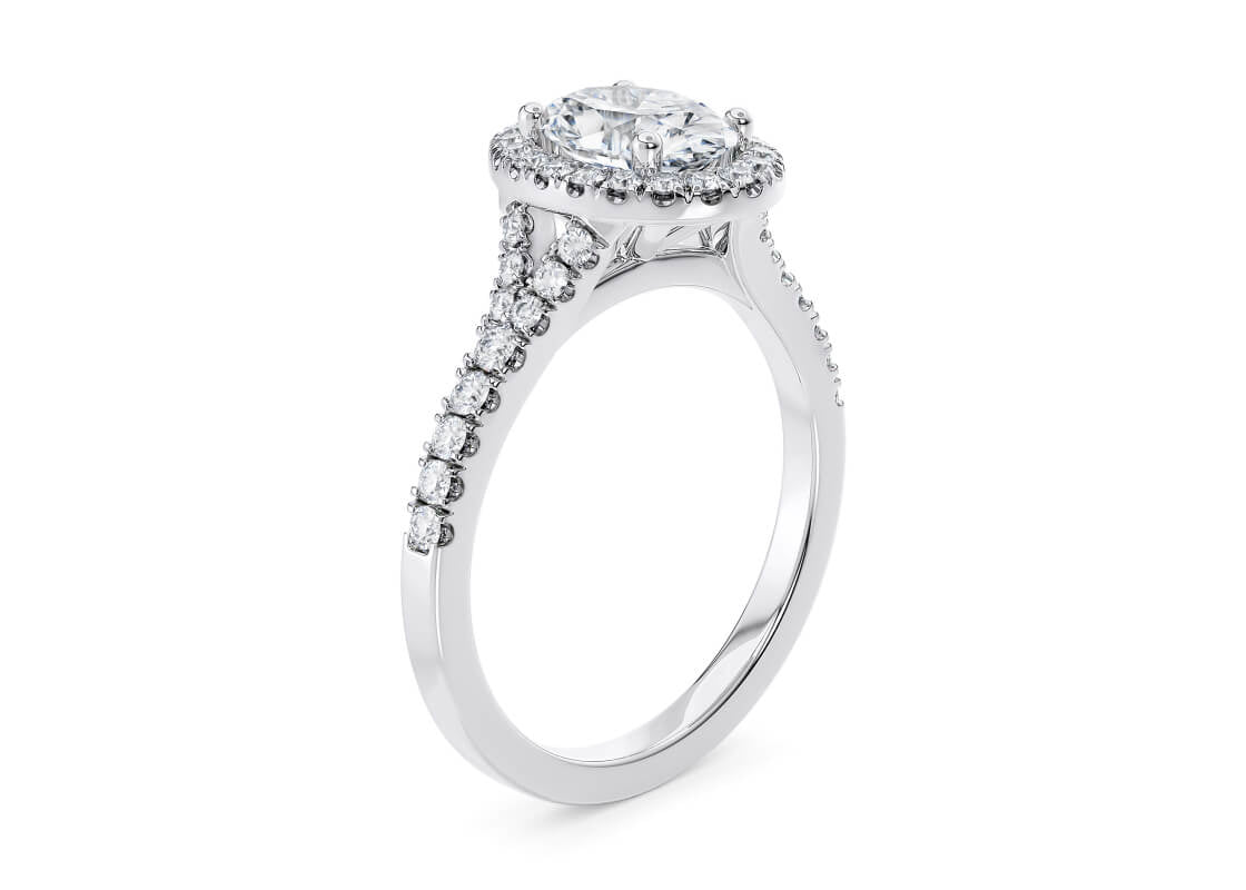 Battersea Halo Platinum Oval Engagement Ring