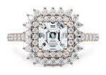 Berkeley Halo Rose Gold 18k Asscher Engagement Ring