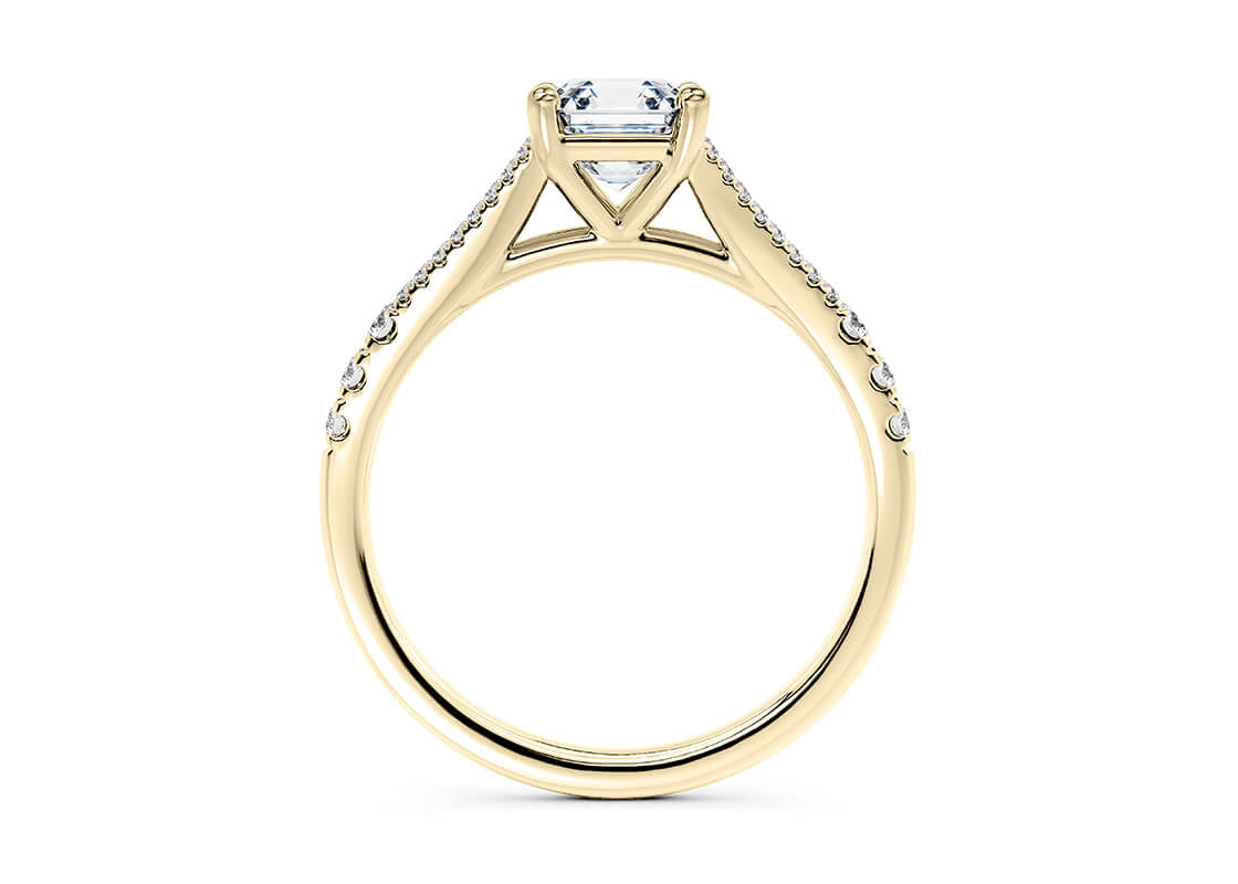 Oxford Diamond Band Yellow Gold 18k Asscher Engagement Ring