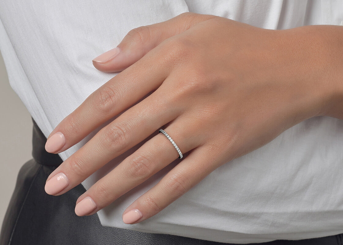 Vogue White Gold 18k Half Set Eternity Ring
