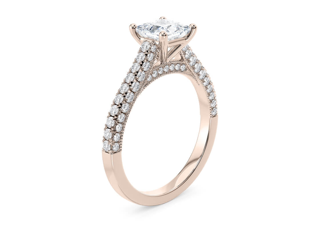 Bloomsbury Vintage Rose Gold 18k Princess Engagement Ring