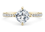 Asteria Compass Diamond Band Yellow Gold 18k Cushion Engagement Ring