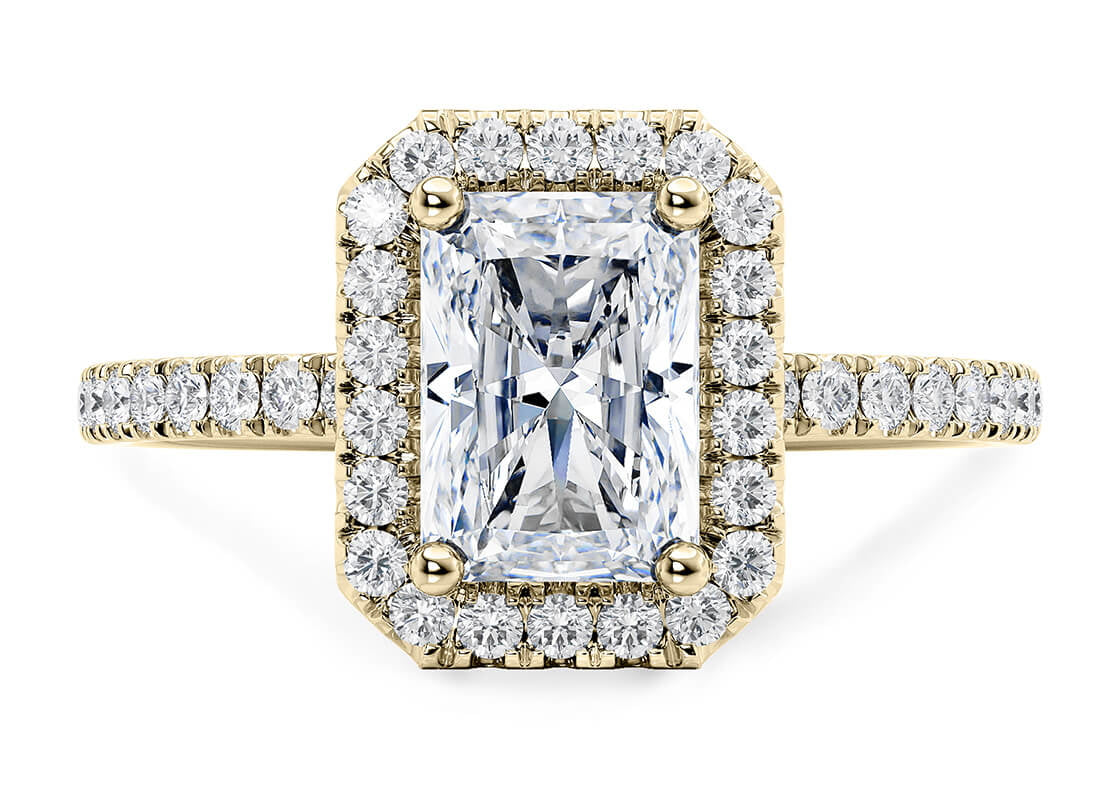 Isabella Halo Yellow Gold 18k Radiant Engagement Ring