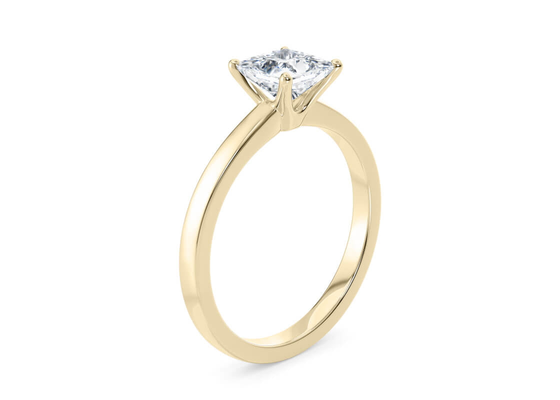 1477 Classic Solitaire Yellow Gold 18k Princess Engagement Ring
