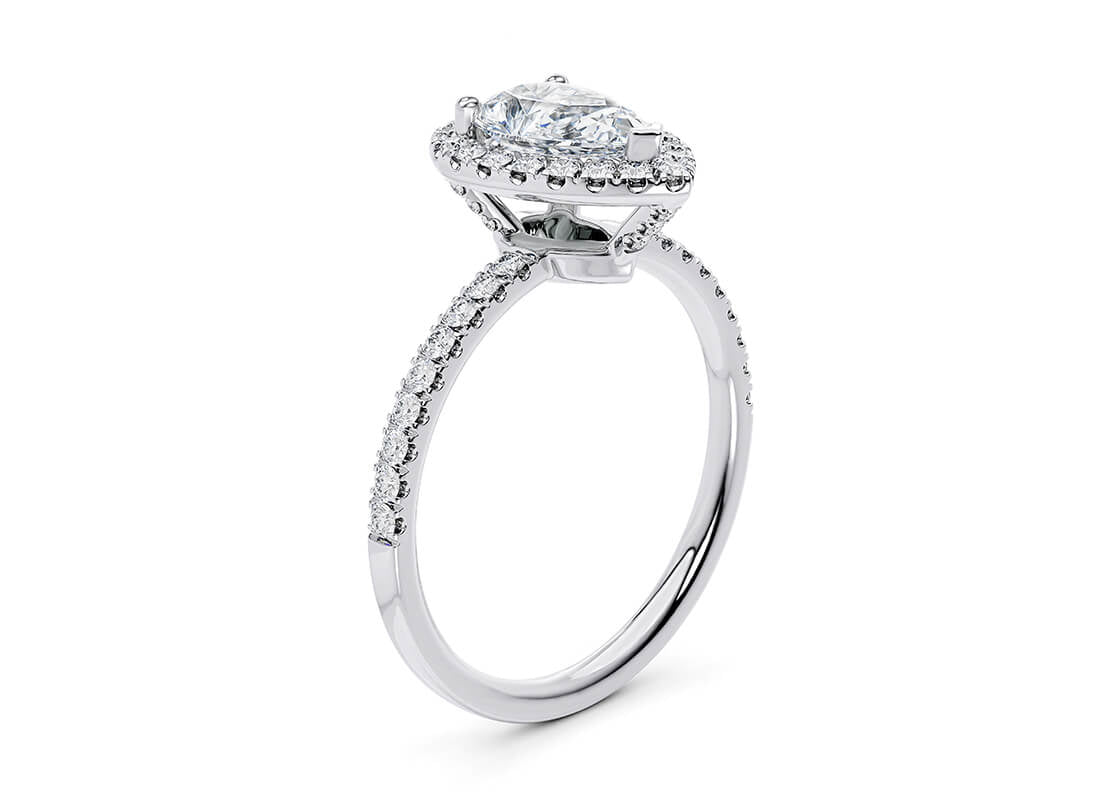 Isabella Halo Platinum Pear Engagement Ring