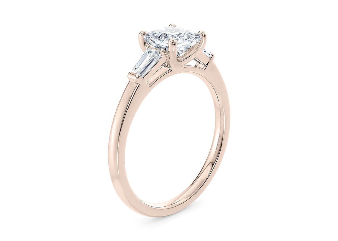 Alexandria Trilogy Rose Gold 18k Princess Engagement Ring