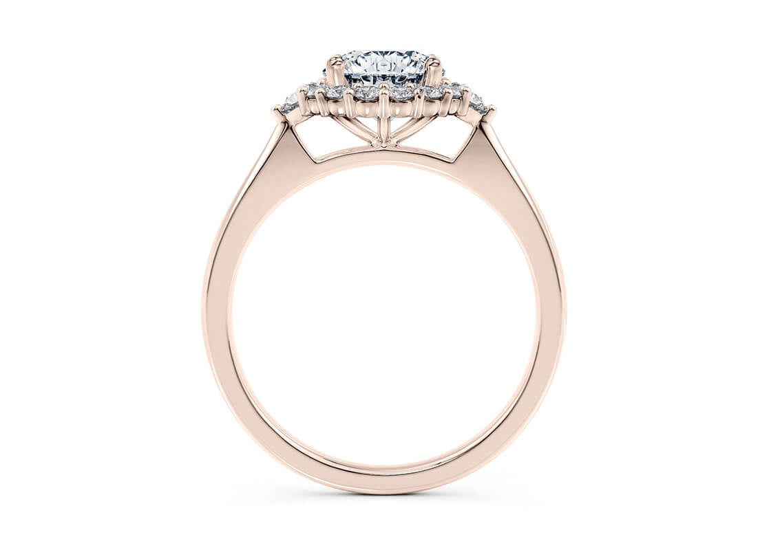 Hampstead Halo Rose Gold 18k Round Engagement Ring