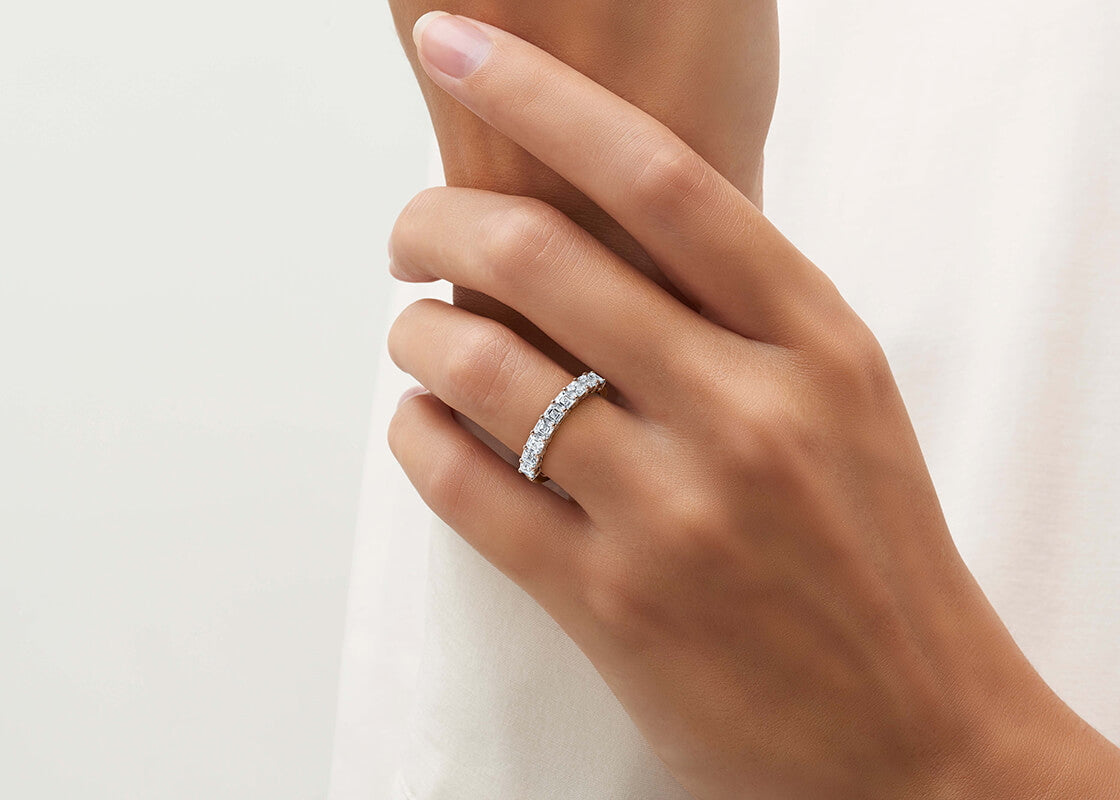 Regent Asscher Half Set Rose Gold 18k Natural Eternity Ring