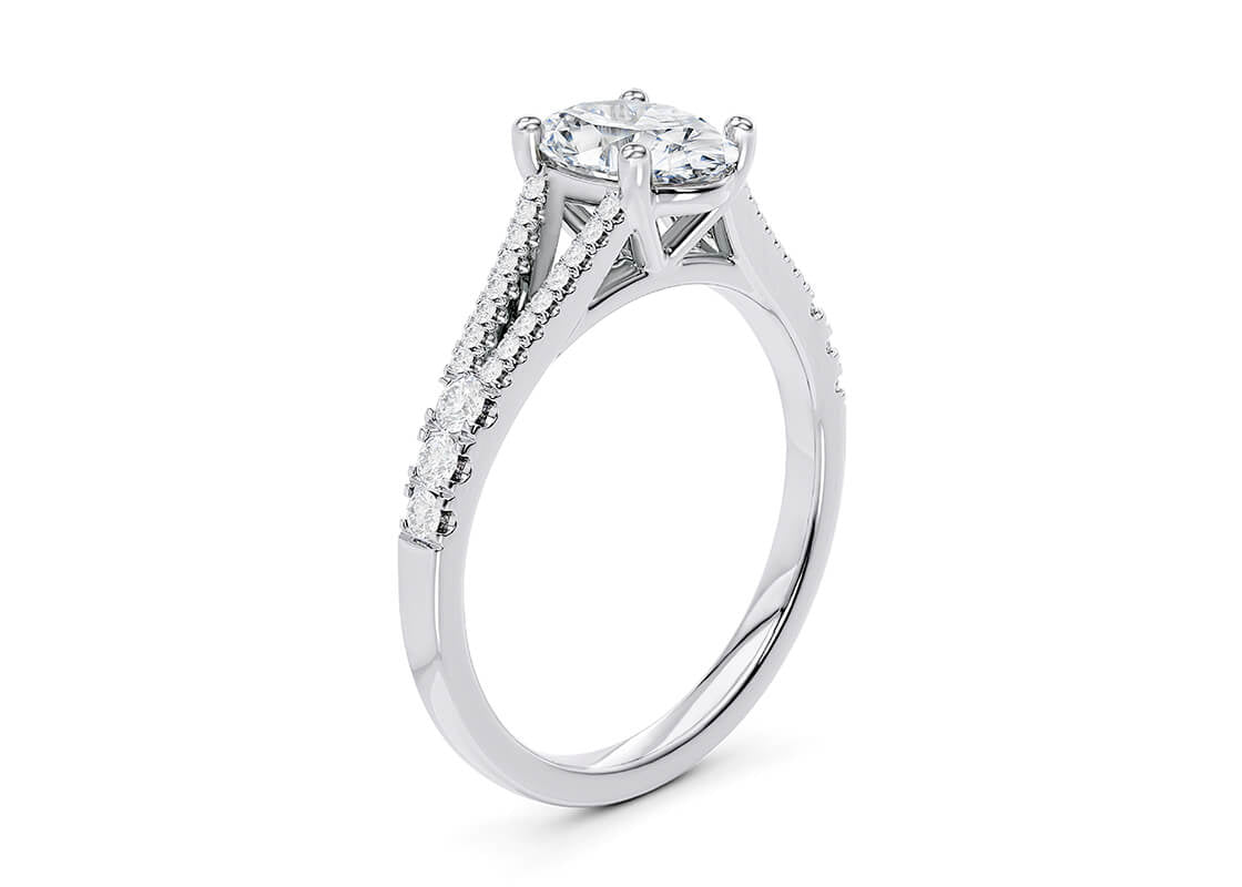 Oxford Diamond Band Platinum Oval Engagement Ring