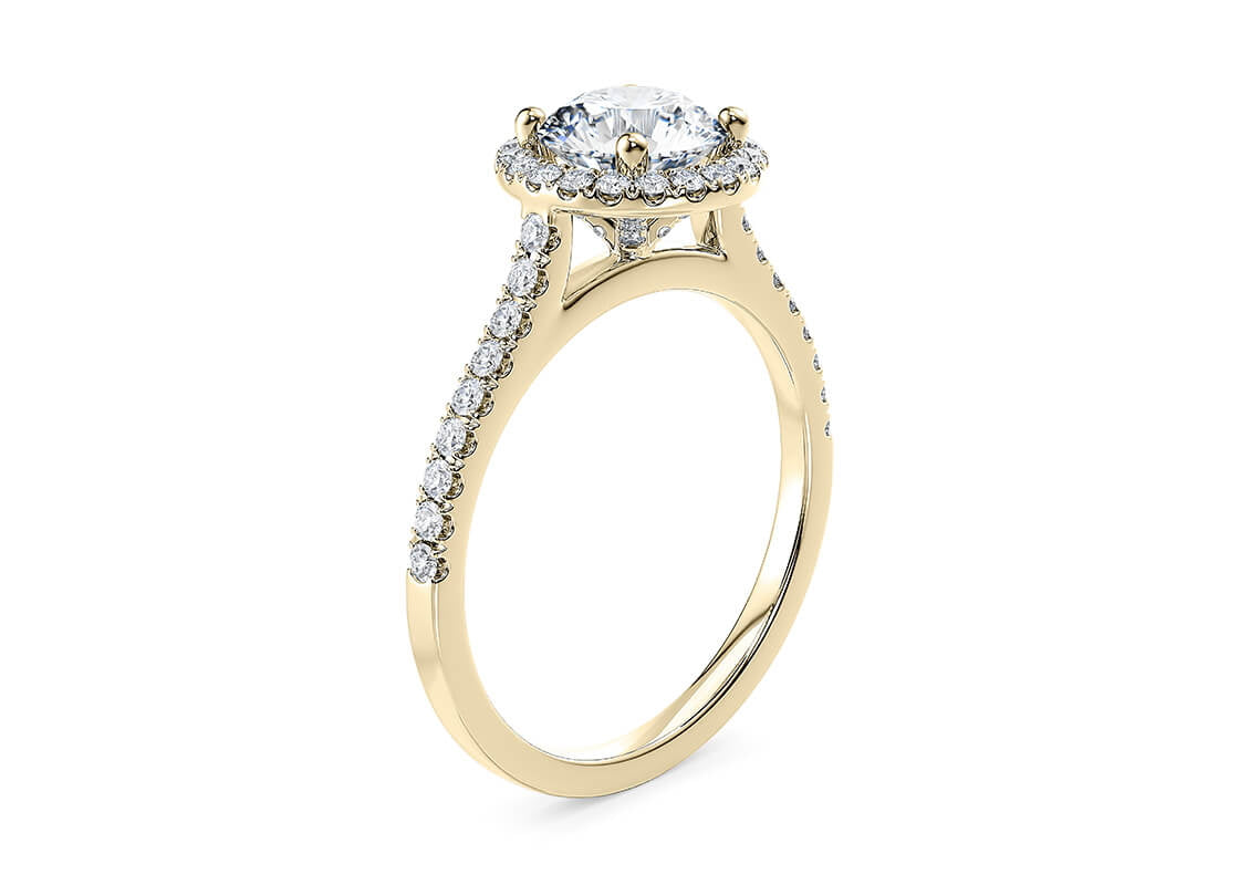 Aphrodite Halo Yellow Gold 18k Round Engagement Ring
