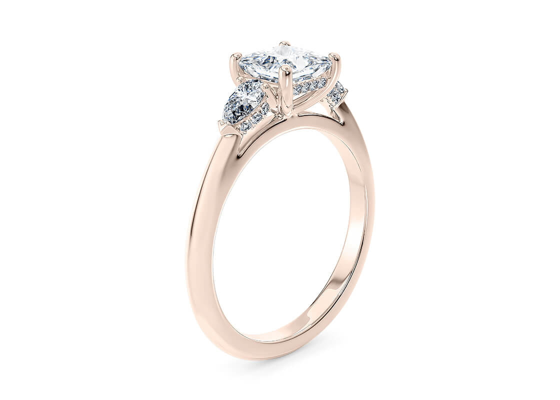 Florence Trilogy Rose Gold 18k Princess Engagement Ring