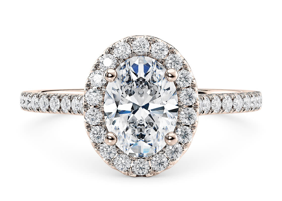 Aphrodite Halo Rose Gold 18k Oval Engagement Ring