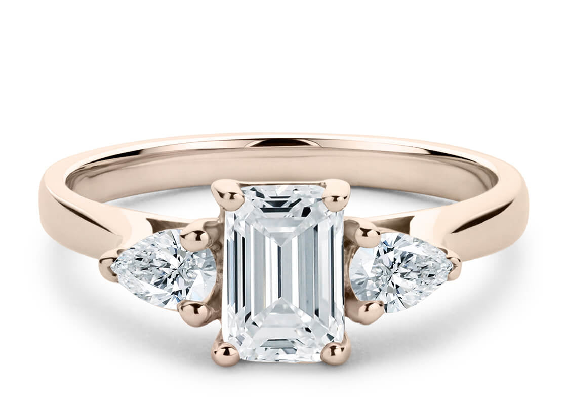 Barcelona Trilogy Rose Gold 18k Emerald Engagement Ring