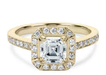 Zelda Halo Yellow Gold 18k Asscher Engagement Ring