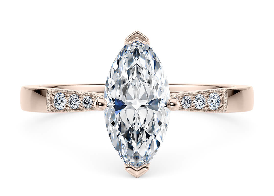 Delicacy Vintage Rose Gold 18k Marquise Engagement Ring