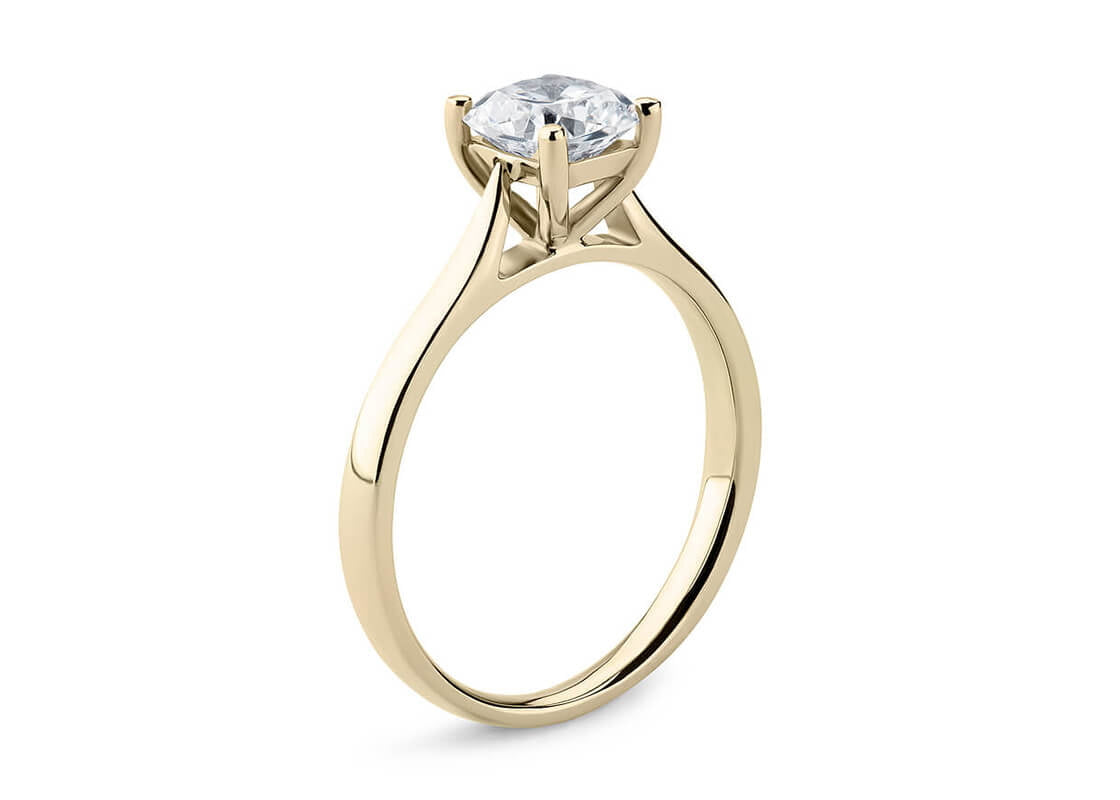 Contour Solitaire Yellow Gold 18k Cushion Engagement Ring