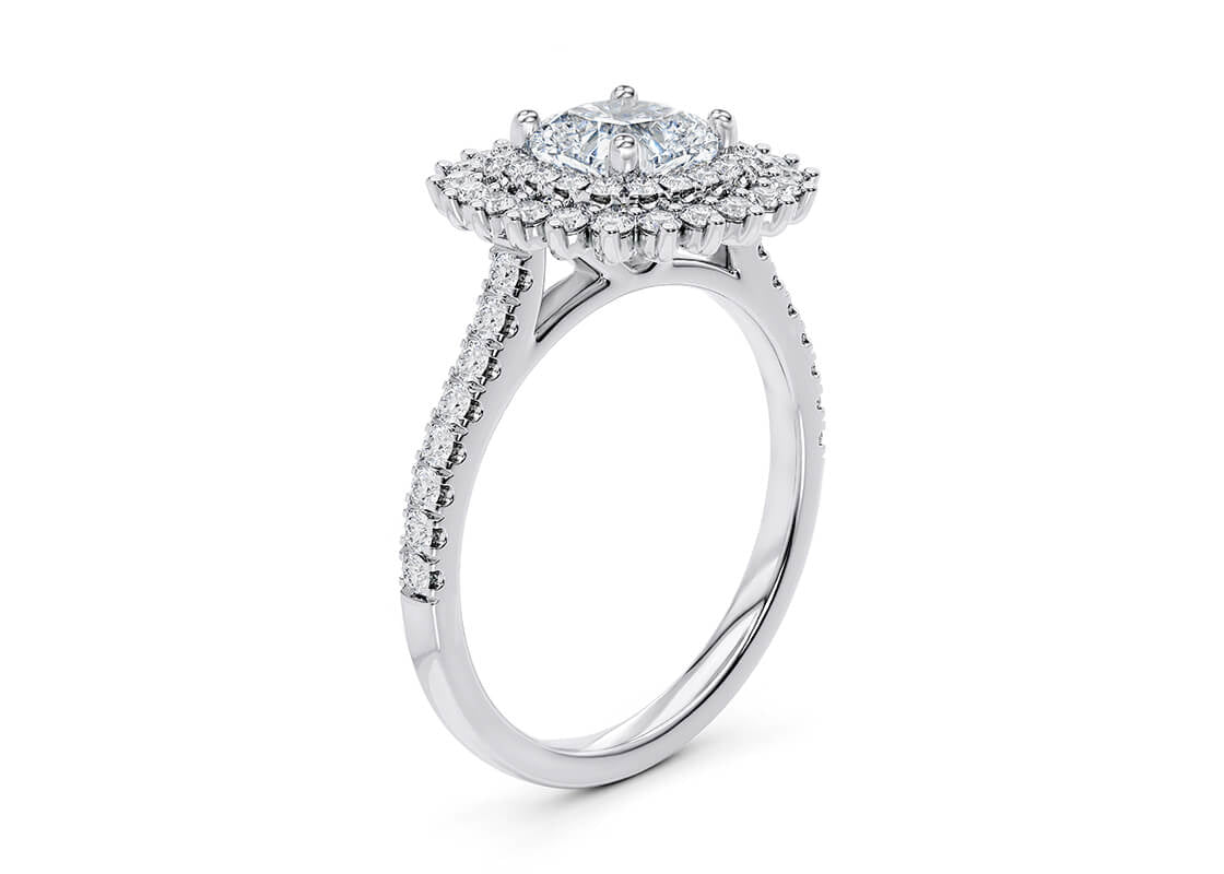 Berkeley Halo Platinum Cushion Engagement Ring
