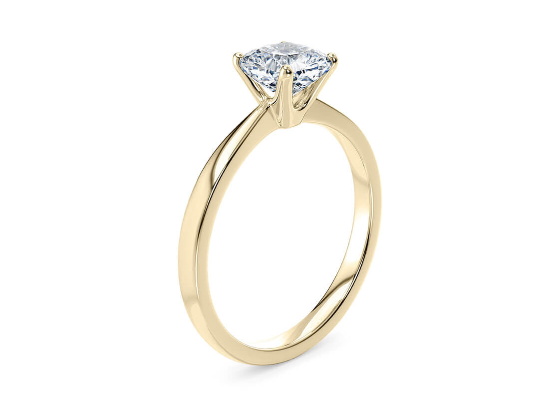 Delicacy Solitaire Yellow Gold 18k Cushion Engagement Ring