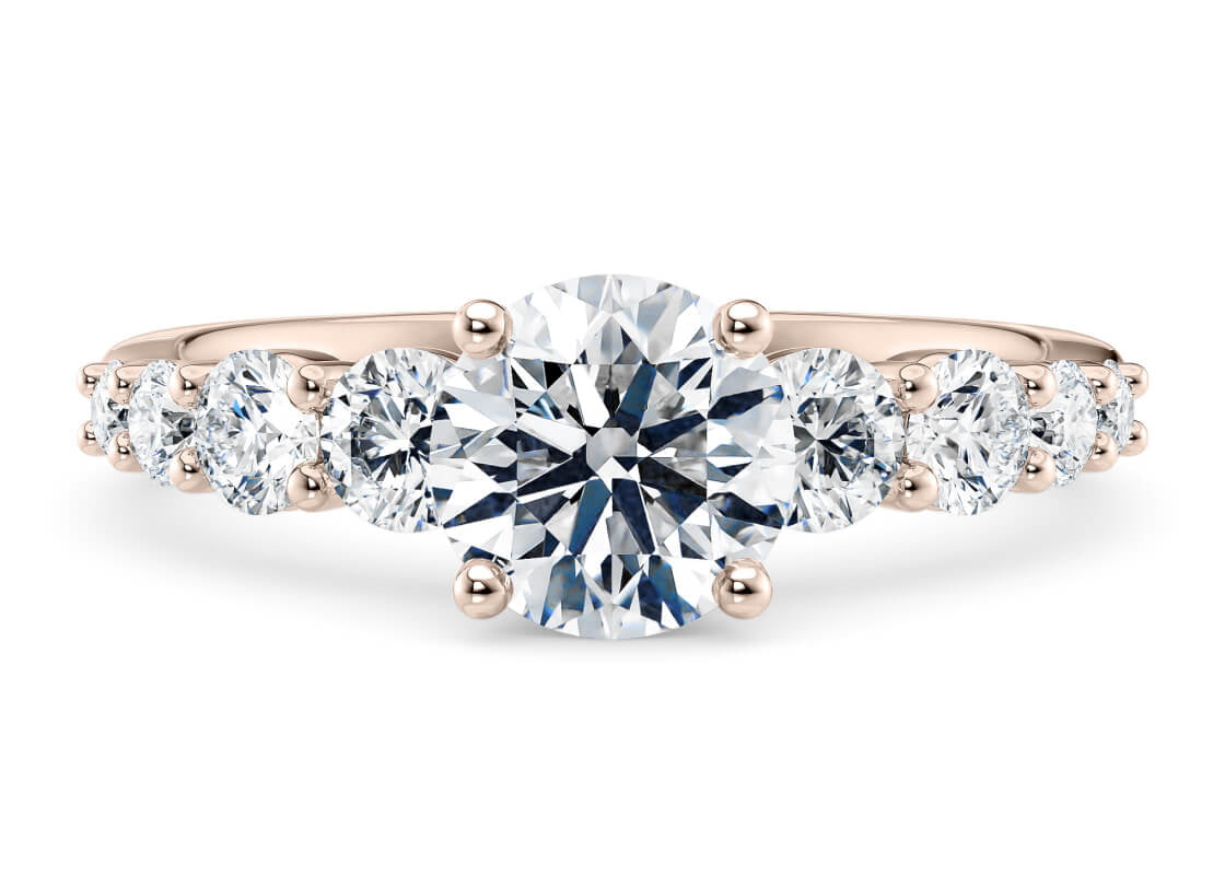 Lyra Diamond Band Rose Gold 18k Round Engagement Ring